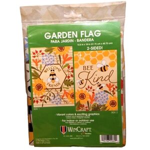 Wincraft Welcome Friends Bee Kind Small Double Sided Garden Flag NWT
